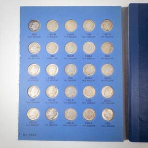 lot 135 image: 1 set of 48 silver Roosevelt dimes 1946 thru 1964