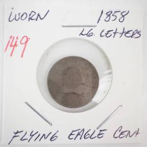 lot 149 image: 1858 Lg. Letters Flying Eagle Cent (worn)