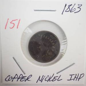 lot 151 image: 1863 Copper Nickel Indian Head Penny