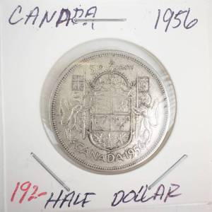 lot 192 image: 1956 Canadian silver Half Dollar