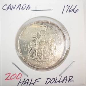 lot 200 image: 1966 Canadian silver Half Dollar