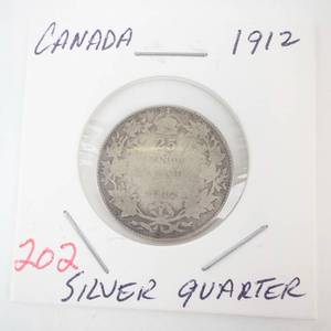 lot 202 image: 1912 Canadian Silver Quarter