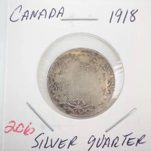 lot 206 image: 1918 Canadian Silver Quarter
