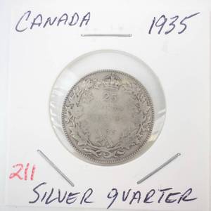 lot 211 image: 1935 Canadian Silver Quarter