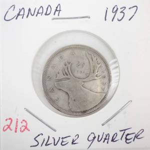 lot 212 image: 1937 Canadian Silver Quarter