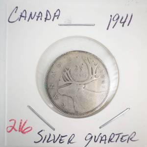 lot 216 image: 1941 Canadian Silver Quarter