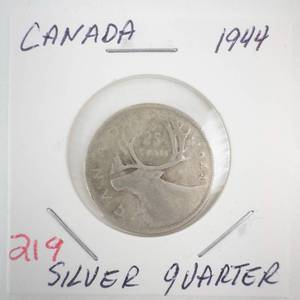 lot 219 image: 1944 Canadian Silver Quarter