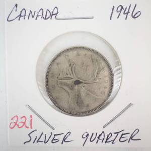 lot 221 image: 1946 Canadian Silver Quarter