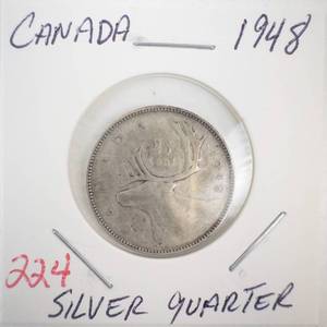lot 224 image: 1948 Canadian Silver Quarter