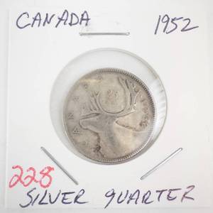 lot 228 image: 1952 Canadian Silver Quarter