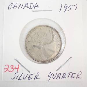 lot 234 image: 1957 Canadian Silver Quarter