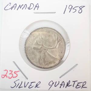 lot 235 image: 1958 Canadian Silver Quarter