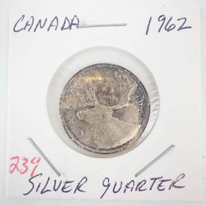 lot 239 image: 1962 Canadian Silver Quarter