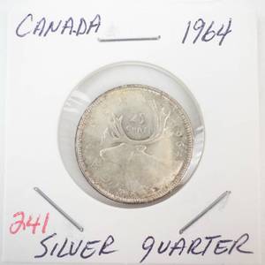 lot 241 image: 1964 Canadian Silver Quarter