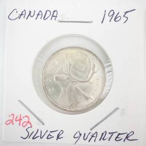 lot 242 image: 1965 Canadian Silver Quarter