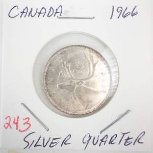 lot 243 image: 1966 Canadian Silver Quarter