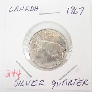 lot 244 image: 1967 Canadian Silver Quarter