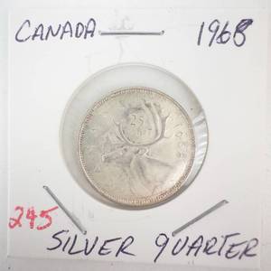 lot 245 image: 1968 Canadian Silver Quarter