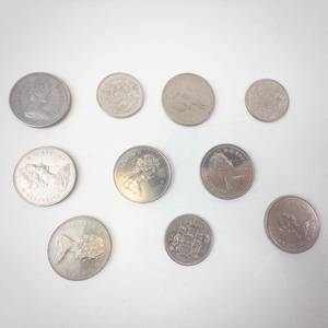 lot 255 image: $8.50 face value Canadian dollar and half dollar coins each with a different date. No silver