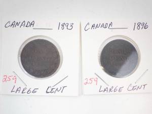 lot 259 image: 2) Canadian Large Cents1893, 1896