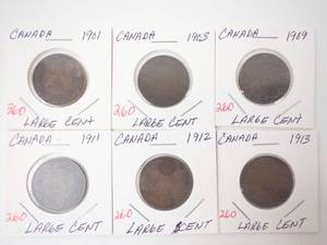 lot 260 image: 6) Canadian Large Cents 1901, 1903, 1909, 1911, 1912, 1913