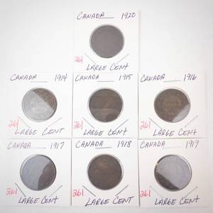 lot 261 image: 7) Canadian Large Cents 1914 thru 1920