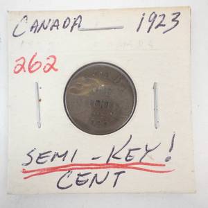 lot 262 image: 1923 Canadian small cent. Semi-Key date