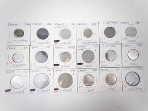 lot 274 image: French Silver 1918 and 1919 50 Centimes plus 16 different vintage French coins