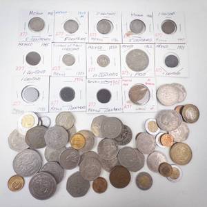 lot 277 image: Mexican Silver 1892 10 Centavos, 1962 1 Peso plus 12 different vintage coins and 1 lb. misc.