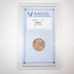 lot 301 image: AACGS 2000P MS63 Sacagawea Dollar