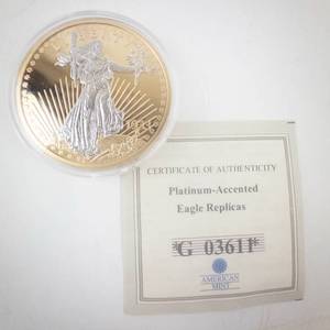 lot 327 image: American Mint Saint-Gaudens $20 Platinum-Accented Eagle Replica Coin