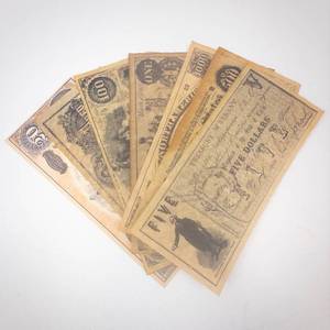 lot 345 image: Reproduction Banknotes Set - Confederate & United States Currency