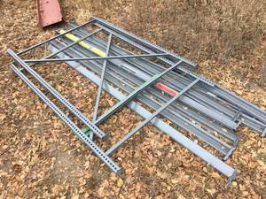 lot 103 image: Gray Racking - 2 End Units 4 x 8  8 - 8 Shelf Rails
