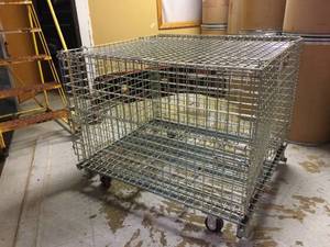 lot 155 image: Rolling Heavy Wire Storage Cages 48 x 40 x 38