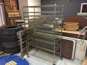 lot 167 image: NSF Rolling Wire Shelf 48 x 24 x 78 - 10 Shelves