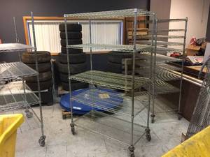 lot 168 image: NSF Rolling Wire Shelf 48 x 24 x 80 - 5 Shelves