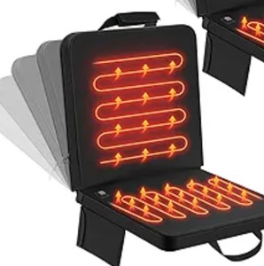 lot 222 image: Heated Stadium Seat with 3 Heat Levels Black $39.99 Retail - Brand New