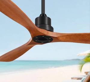 lot 251 image: 52 Ceiling Fan with Wooden Blades and Timer $99.99 Retail - Brand New
