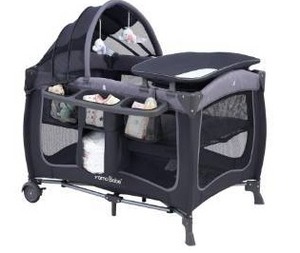 lot 280 image: Pamo Babe Pack N Play Black and Grey $149.99 Retail - Brand New