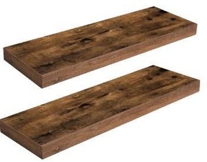 lot 303 image: Rustic Brown Wooden Floating Shelves 23.6 2 Pack $49.99 Retail - Brand New