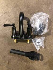 lot 37 image: American Standard Rumson 4 in. Centerset 2-Handle Bathroom Faucet in Matte Black customer return see pictures