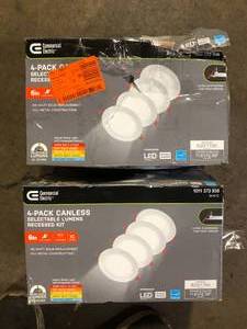 lot 39 image: Lot of 2 Commercial Electric Premium Series 6 in. LED, 2-Level Lumen Select, Ultraslim Canless Recessed Light, Adjustable CCT (4-Pack) customer return see pictures