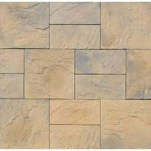 Nantucket Pavers Patio-on-a-Pallet 12in. x 24in. and 24in. x 24in. Concrete Tan Variegated Basketweave Yorkstone Paver(18 Pcs/48 Sq Ft) customer return see pictures