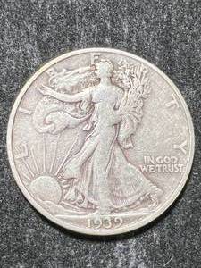 lot 10 image: 1939-S US WALKING LIBERTY HALF DOLLAR