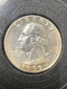 lot 13 image: 1959 US PROOF WASHINGTON QUARTER IN CASE