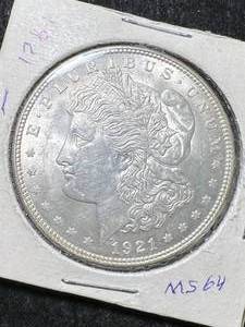 lot 40 image: 1921 US MORGAN SILVER DOLLAR MS64