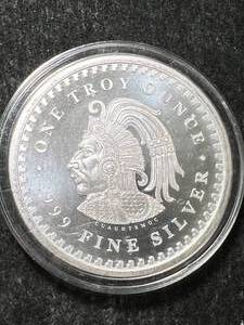 lot 49 image: 1 TROY OZ .999 FINE SILVER AZTEC ROUND IN AIRTITE
