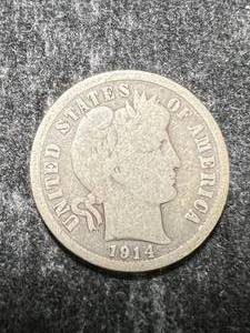 lot 53 image: 1914 US BARBER DIME