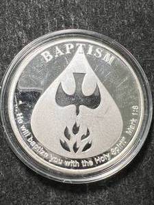 lot 57 image: 1 TROY OZ .999 FINE SILVER BAPTISM ROUND IN AIRTITE