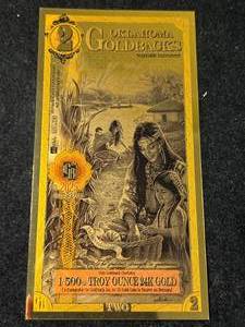lot 73 image: 1500TH TROY OZ 24K GOLD OKLAHOMA GOLDBACK
